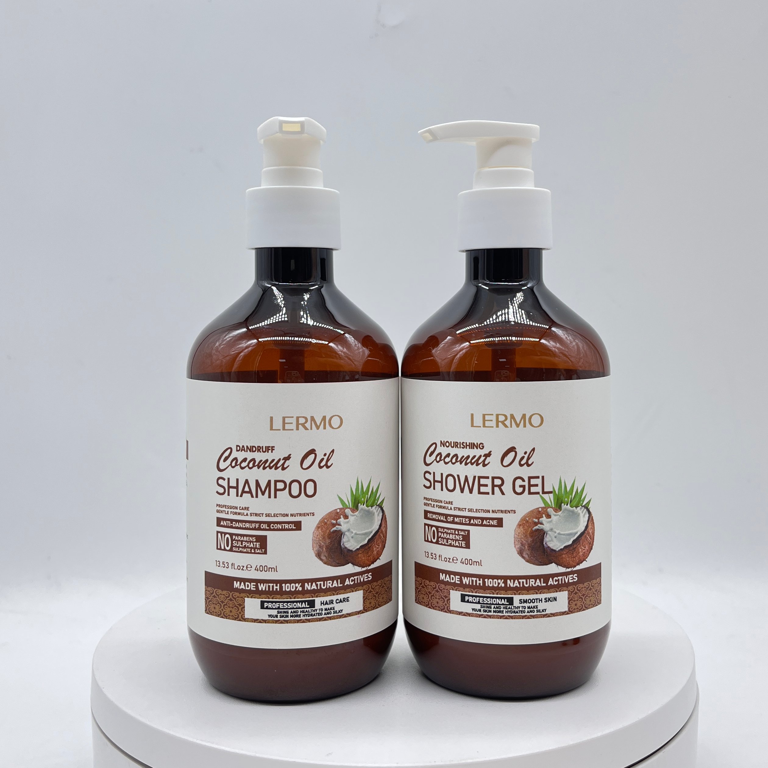 LERMO Available 2024 Organic Coconut oil body care set Body Lotion shower gel Body Oil hair care set Hair Mask Shampoo