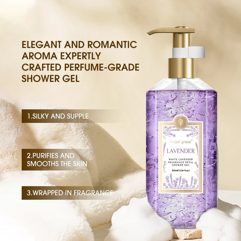 Private Label Angel Grass White Lavender Fragrance Petal Shower Gel Luxury Natural Organic Body Soap Body Wash