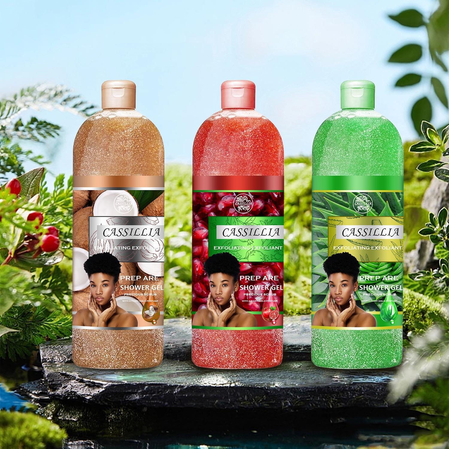 body wash Shower Gel Fruit Smell 1000ml Refresing Exfoliating VitaminE Glycerin Amino Acid Natural Refreshing Herbal Body Wash