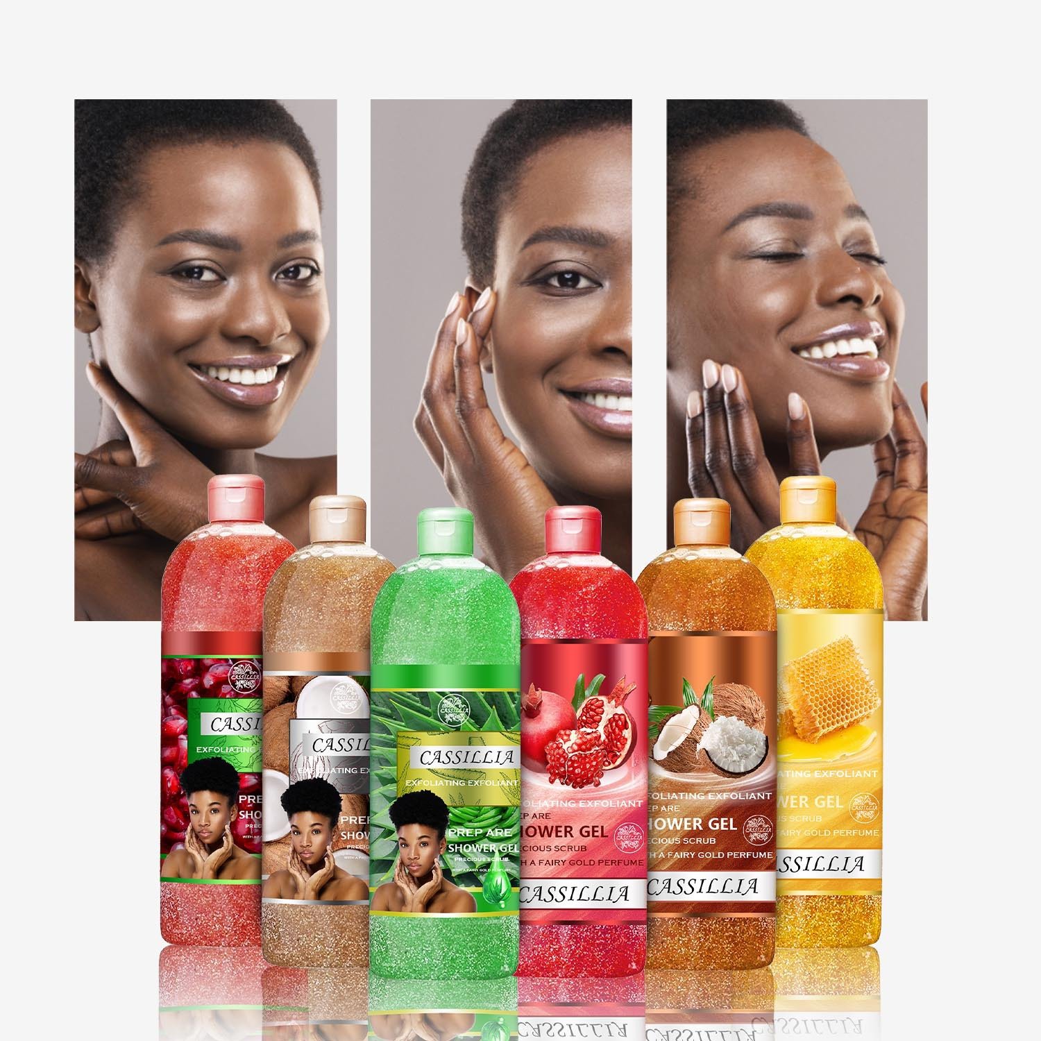 body wash Shower Gel Fruit Smell 1000ml Refresing Exfoliating VitaminE Glycerin Amino Acid Natural Refreshing Herbal Body Wash