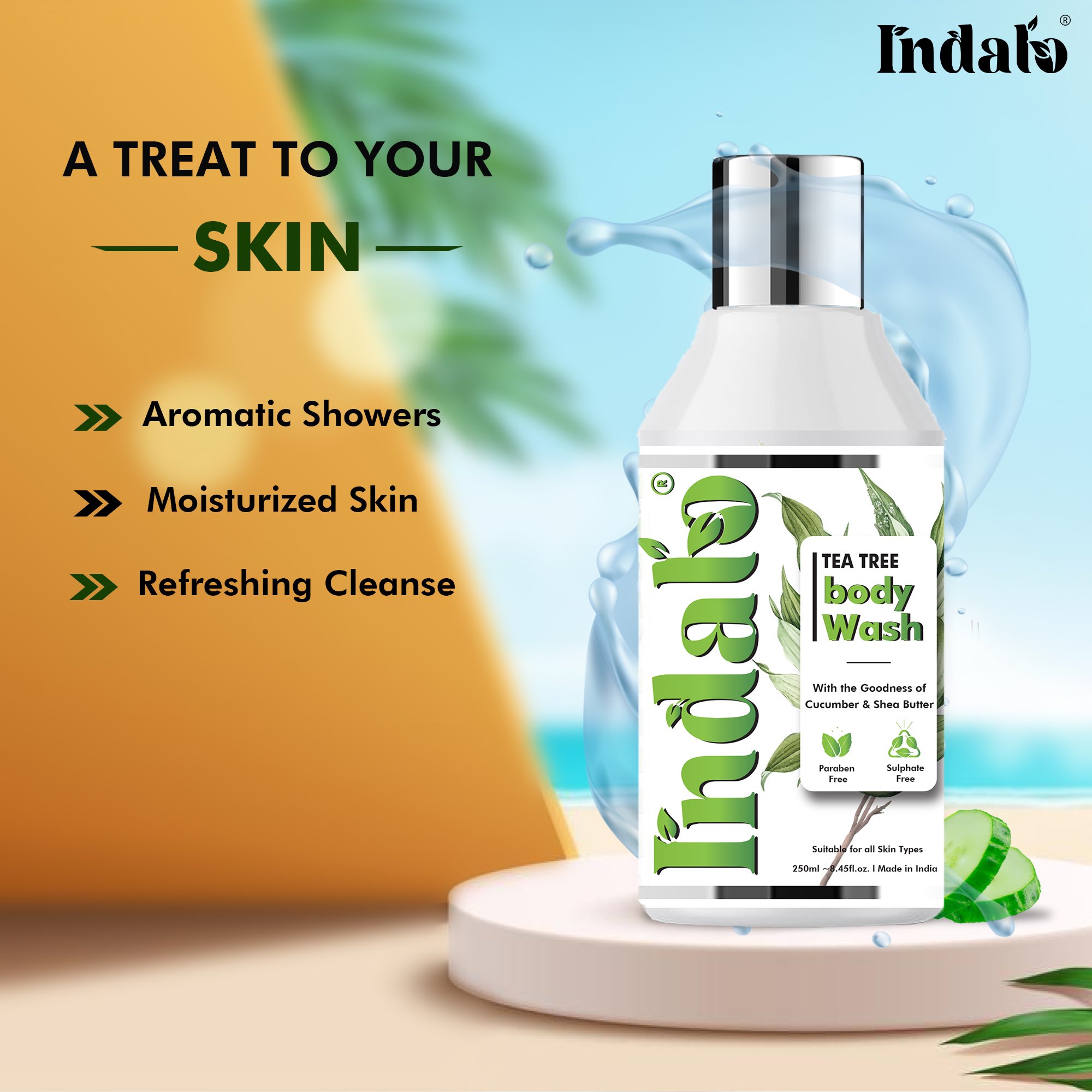 Tea Tree Oil Body Wash Shower Gel With Cucumber and Shea Butter Anti-bacterial Shower Gel for Men and Women