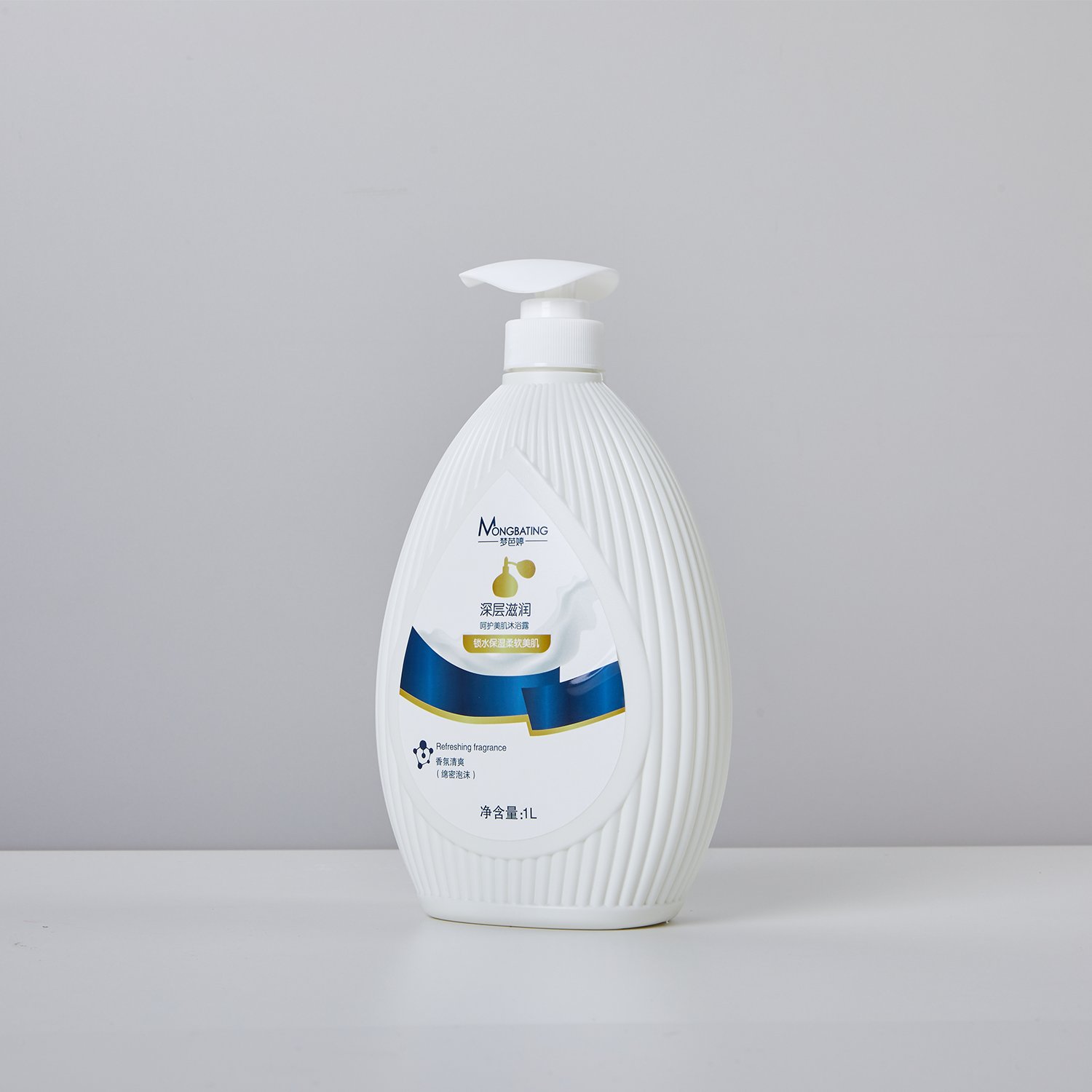 Mengbating own brand can OEM lock water moisturizing soft skin deep cleansing shower gel 1L Two scents