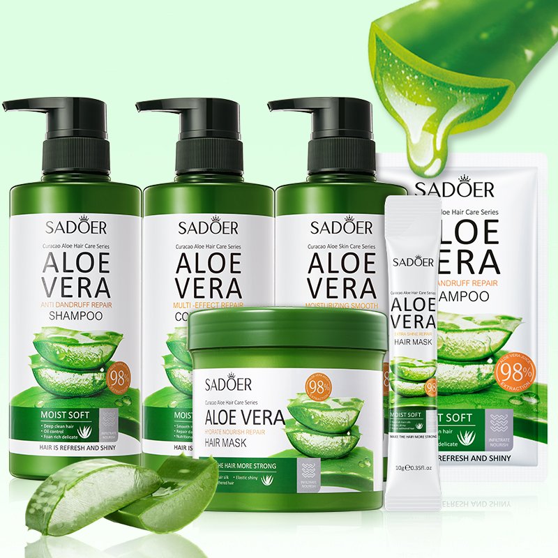 Factory price 98% Aloe vera hair care products set Whitening shower gel Nourishing Hair Mask shampoo and Hair conditioner