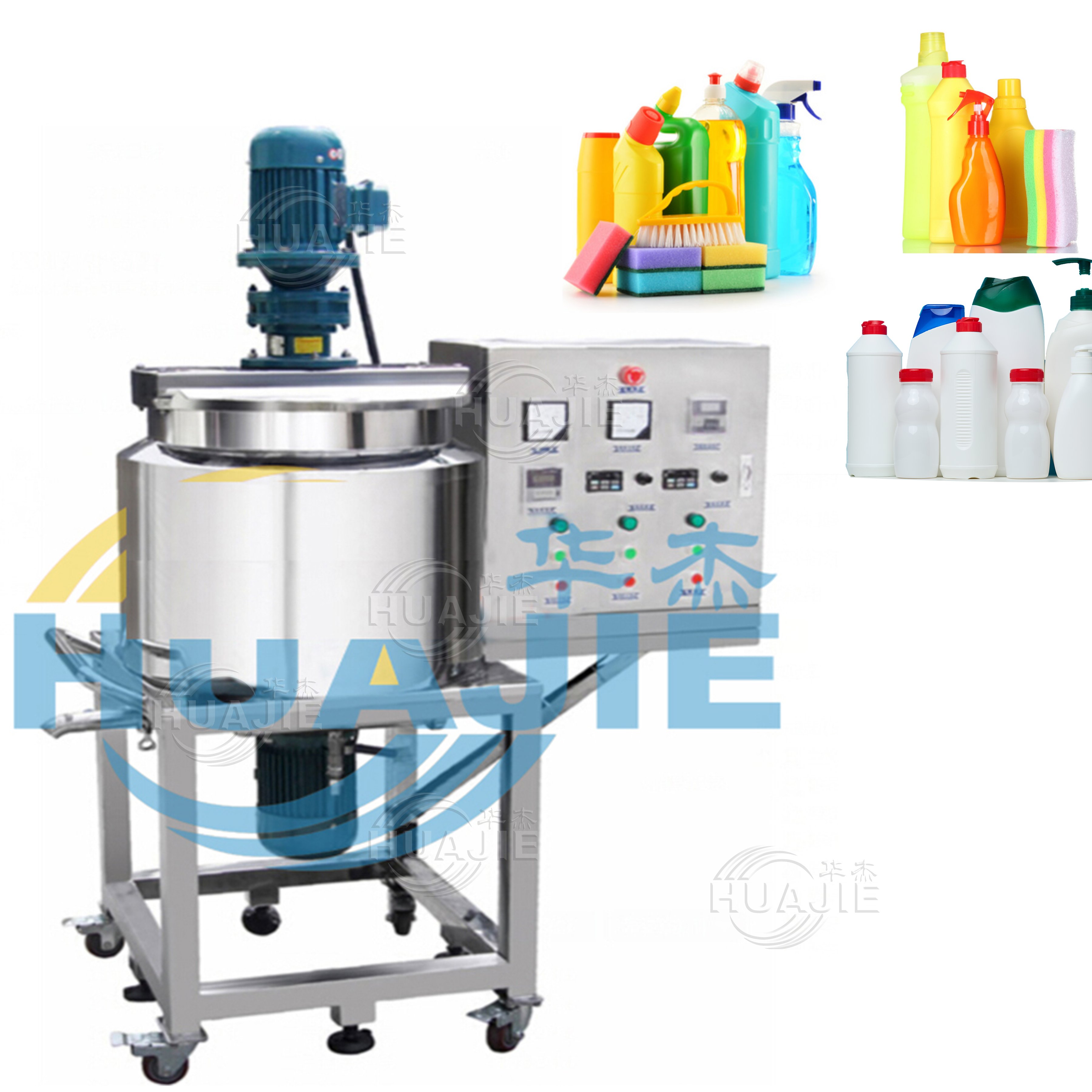 HUAJIE Stainless Steel Small 500l Shower Gel Mixing Liquid Soap Reactor Mixer Tank Hand Wash Detergent Shampoo Making Machines