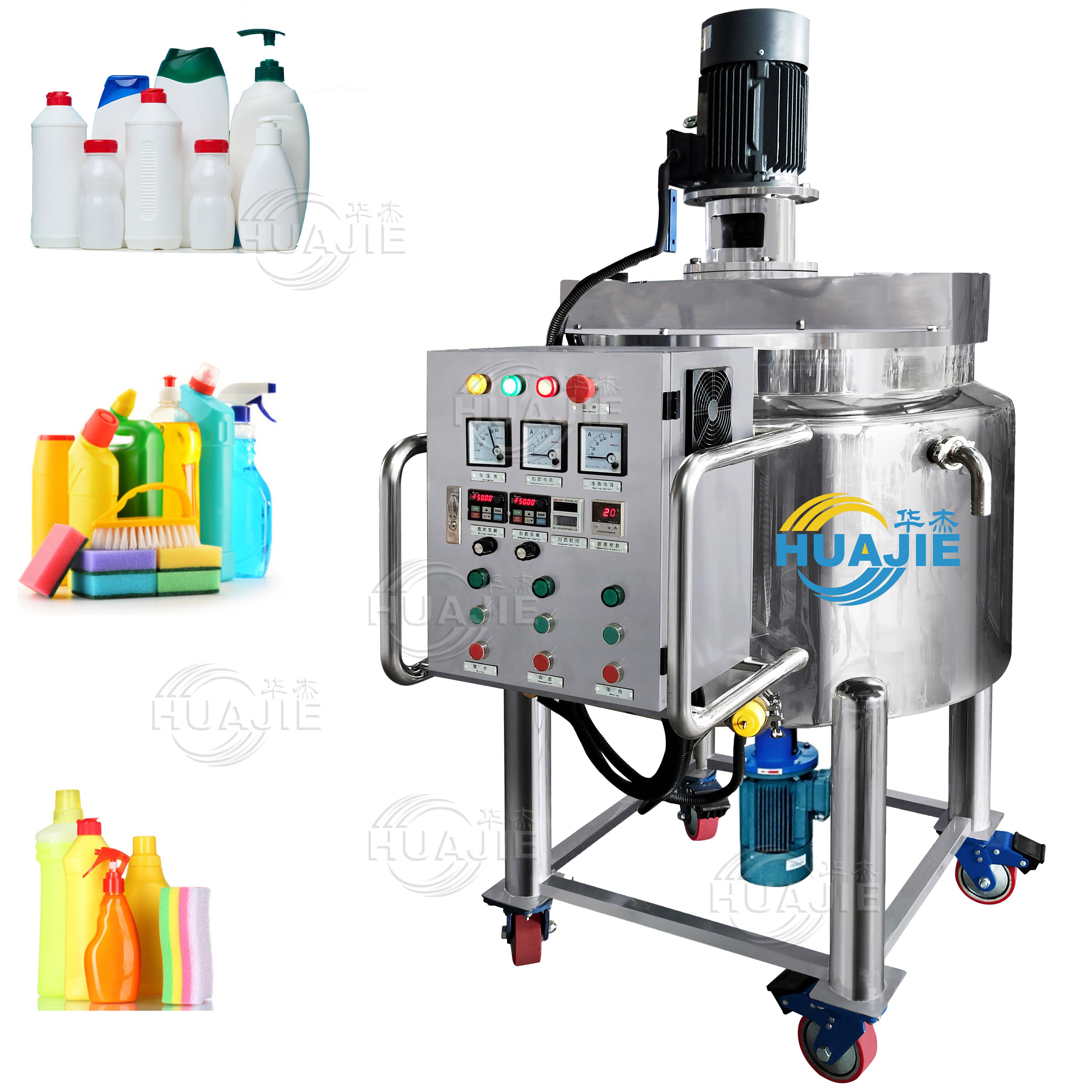 HUAJIE Stainless Steel Small 500l Shower Gel Mixing Liquid Soap Reactor Mixer Tank Hand Wash Detergent Shampoo Making Machines