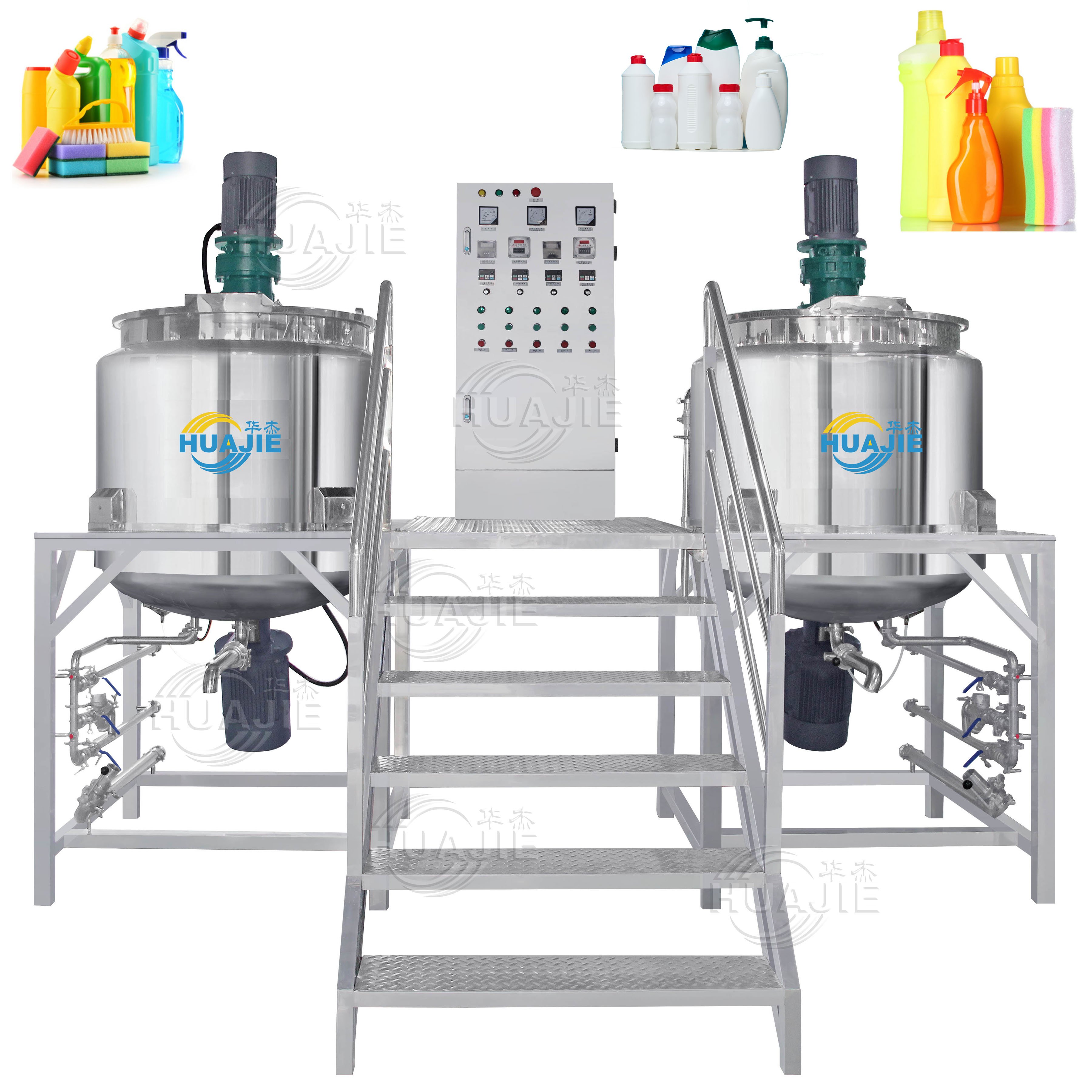 HUAJIE Stainless Steel Small 500l Shower Gel Mixing Liquid Soap Reactor Mixer Tank Hand Wash Detergent Shampoo Making Machines
