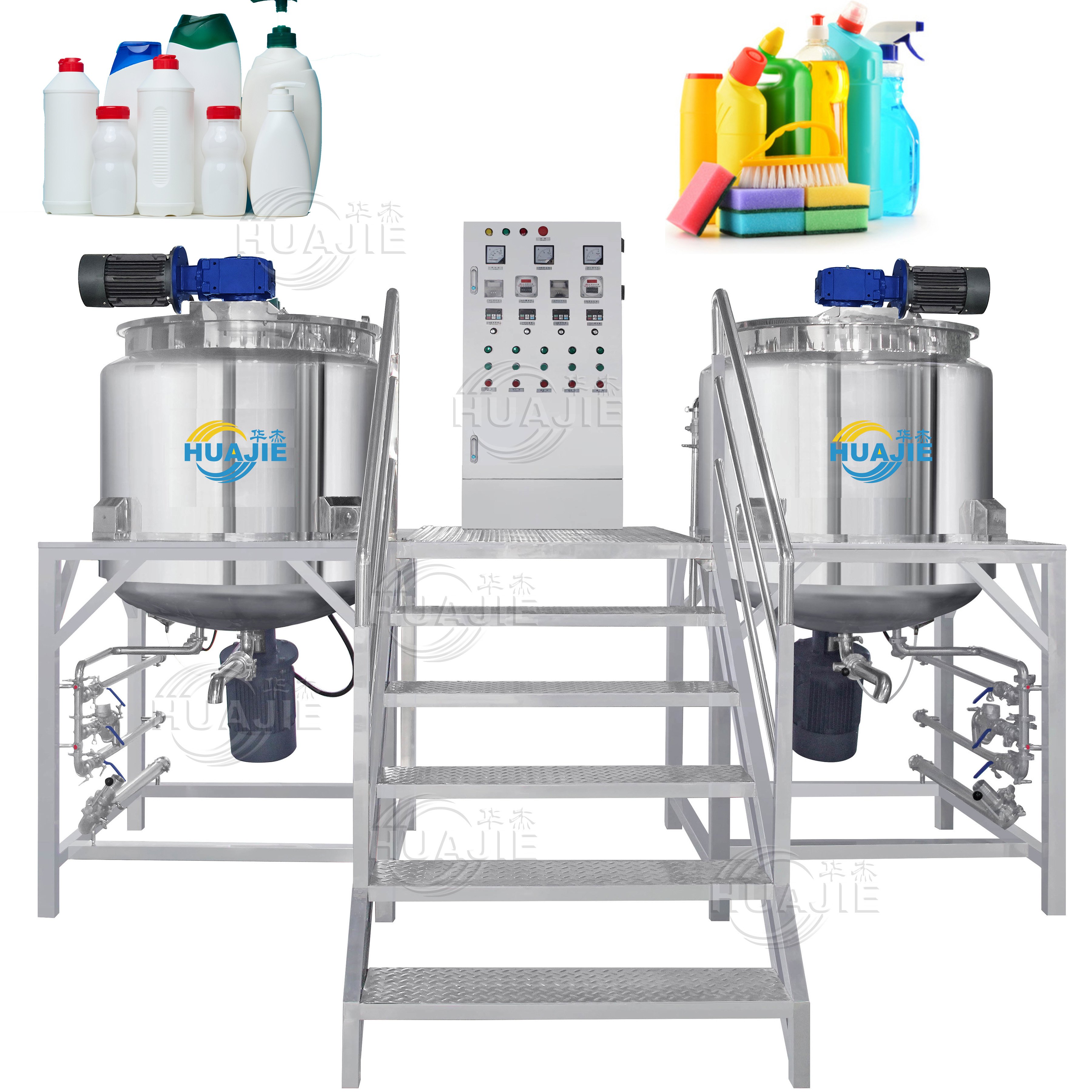 HUAJIE Stainless Steel Small 500l Shower Gel Mixing Liquid Soap Reactor Mixer Tank Hand Wash Detergent Shampoo Making Machines