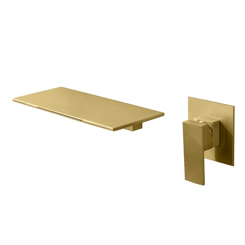 luxury wall mounted waterfall spout basin faucet concealed basin mixer with shower gel shelf holder