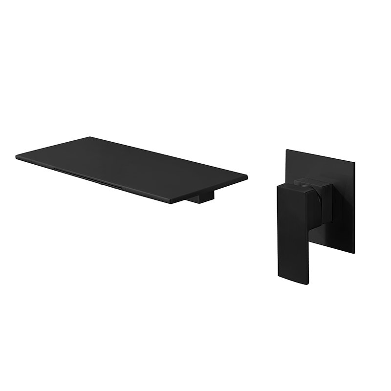 luxury wall mounted waterfall spout basin faucet concealed basin mixer with shower gel shelf holder