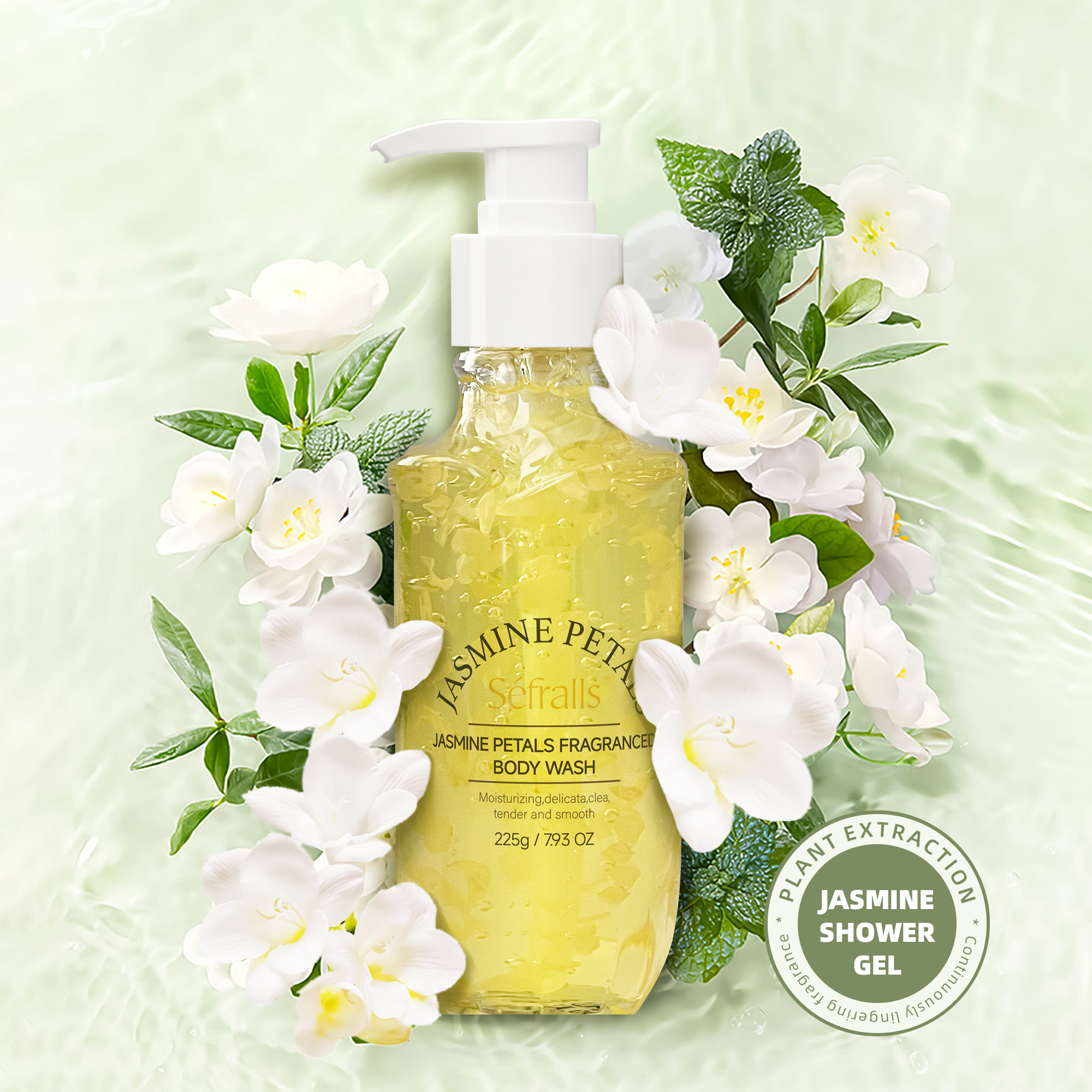 Sefralls Jasmine Petal Scented Shower Gel Body Wash Shea Butter Bath Wash Beautiful Moisturizing Refreshing Body Wash