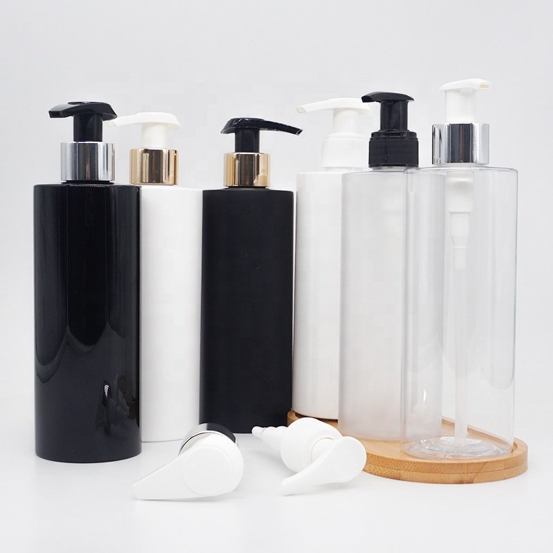 Custom Empty PET Plastic Clear Transparent Shampoo lotion Pump Bottles With 10oz 16oz 300ml 500ml For Shower Gel