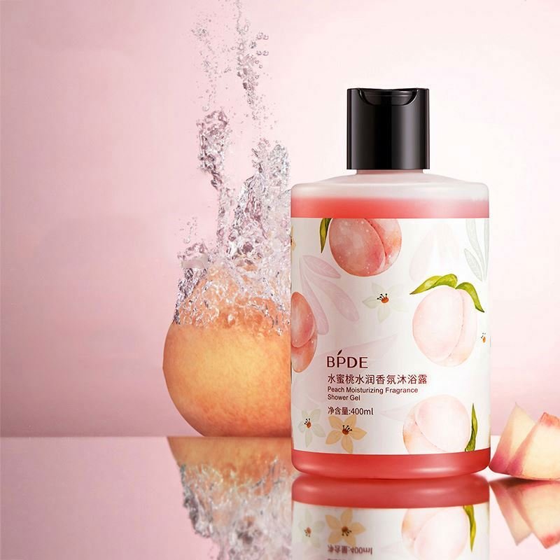 OEM BPDE private label wholesale peach niacinamide moisturizing fragrance bath hotel shower gel sandalo bioaqua
