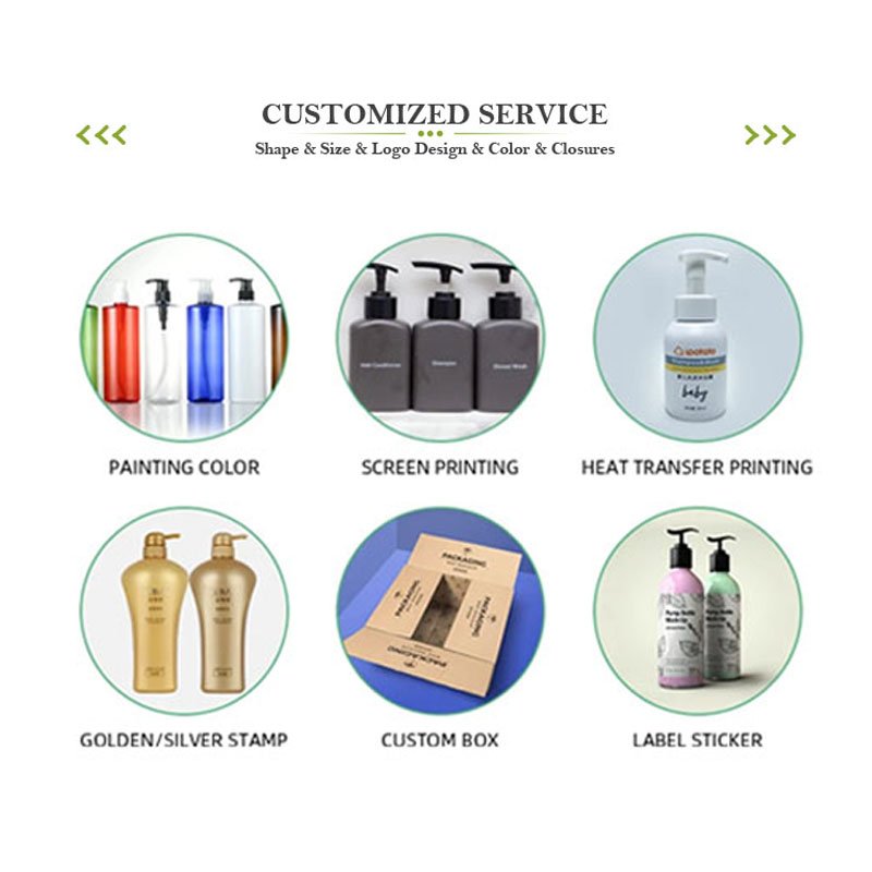 Custom 300ml 10 oz PET Plastic Flat Lotion Squeeze Bottle Shampoo Pump Bottle