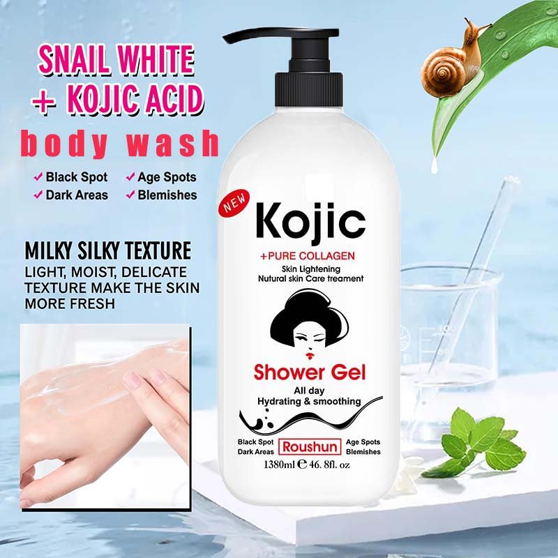 Private Label Organic Exfoliating Refreshing Skin Body Wash Deep Cleansing Kojic Acid shower gel