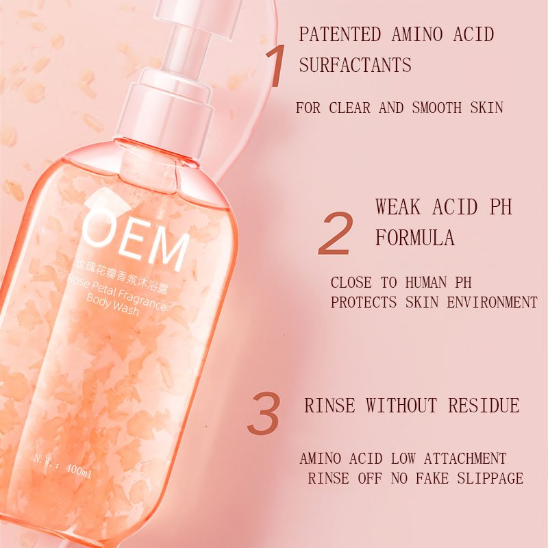 Organic Fragrance Body Wash Real petal Long-Lasting Flower Scent Shower Gel Moisturizing Soothing Dry Skin Custom Manufacturer
