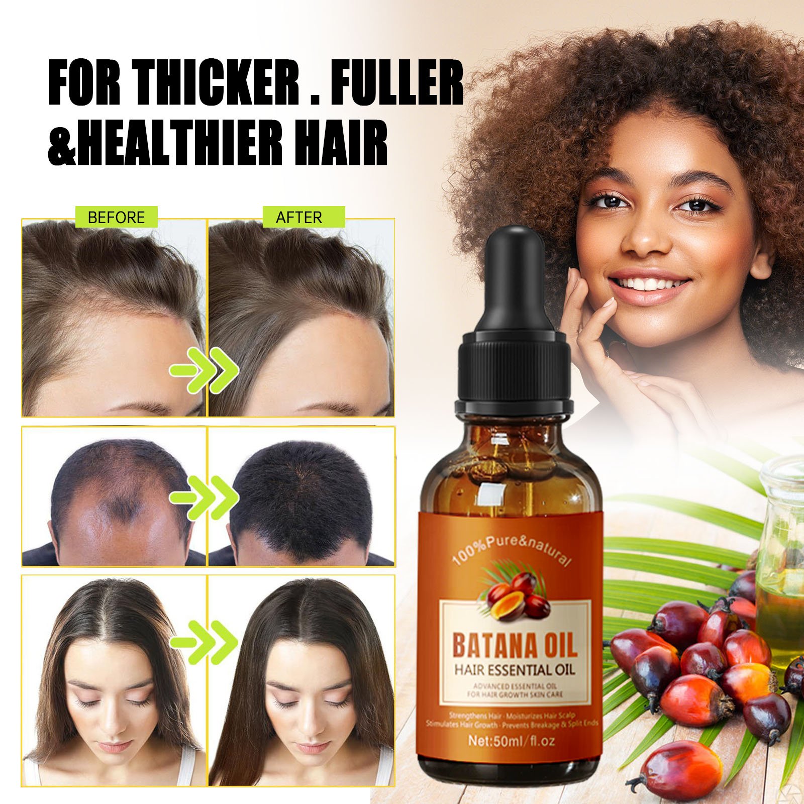 Private label Batana Oil hair growth oil serum shampoo and mask set for thicker, fuller and healthier hair