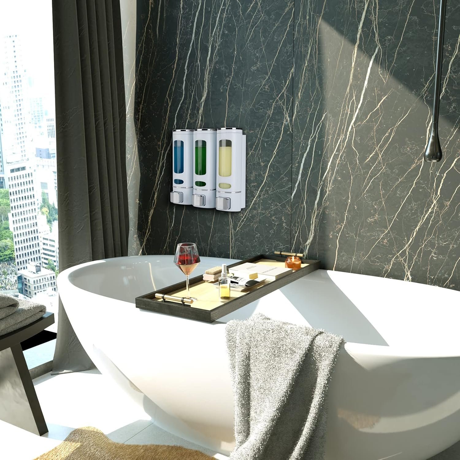 Wall-mounted Plastic soap dispenser glass home hotel soap box washing up liquid dispenser manual press shower gel