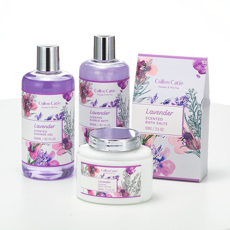 Hot sell factory price Purple lavender fragrance basket Bathing set shower gel packaging home spa bath salts body lotion OEM&ODM