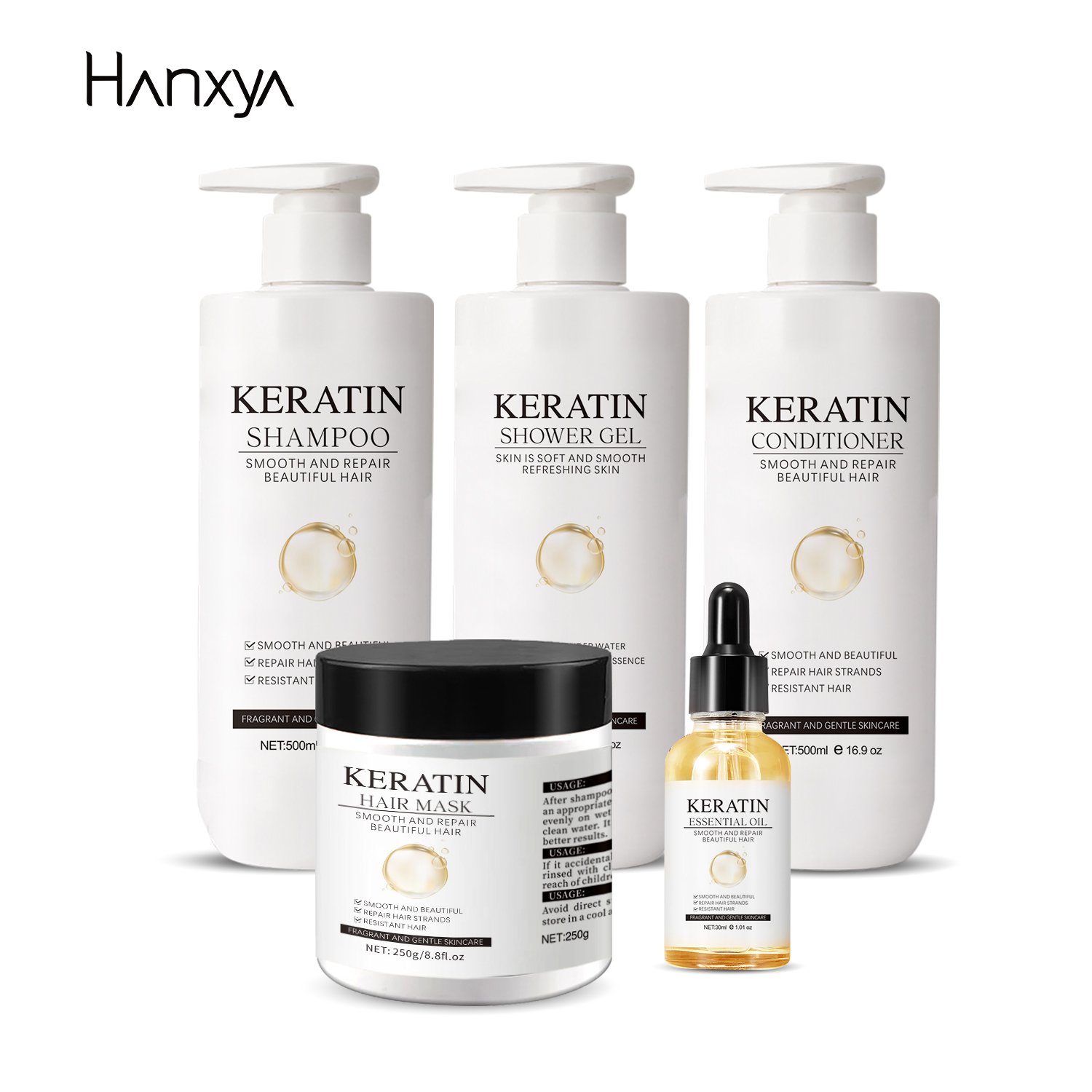 OEM ODM Keratin Shower Gel 500ml Set Professional Salon Grade Sulfate Free Whitening