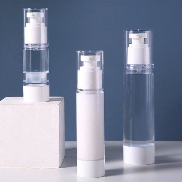 AS plastic clear spray bottles cosmetic container 15ml 30ml 50 ml empty cream lotion airless pump bottles for travel skincare