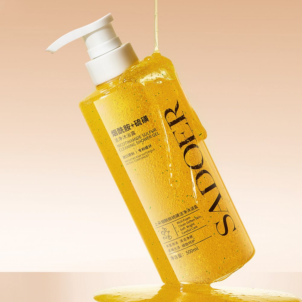 SADOER Wholesale Sulphur Shower Gel Coconut Oil Skin Care Cleaning Anti-Acne Moisturizing Nourishing Body Wash Bath Shower Set