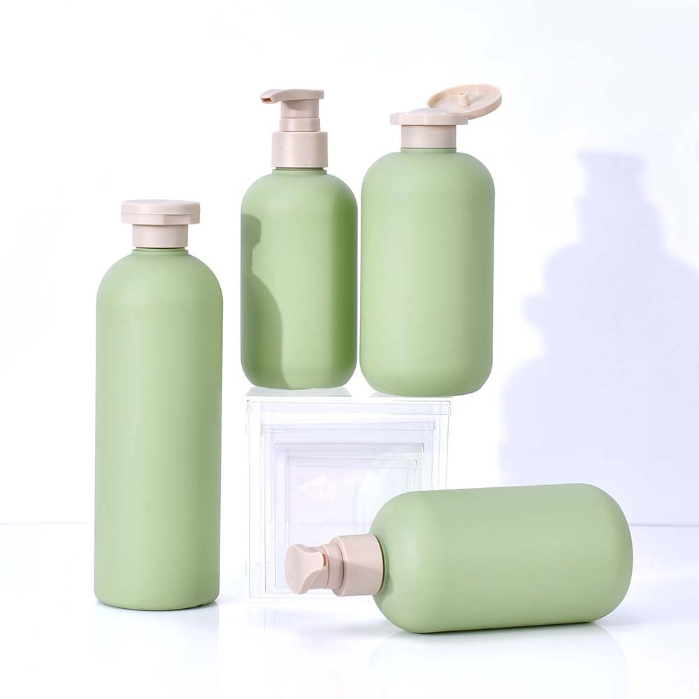 Popular Custom Soft Touch Green HDPE Shampoo and Hair Conditioner Container 200ml 300ml 500ml Plastic Shower Gel Squeeze Bottle