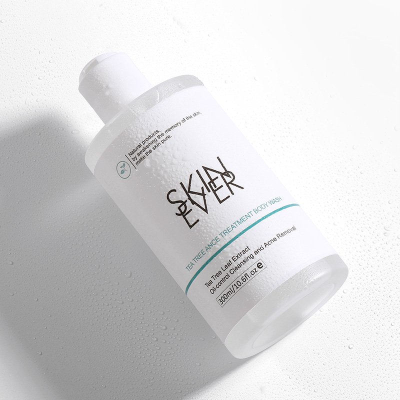 SKINEVER Organic Tea Tree Natural Liquid Whitening Moisturizing Lightening Shower Gel with Milk Scent Bubble Feature Body Wash
