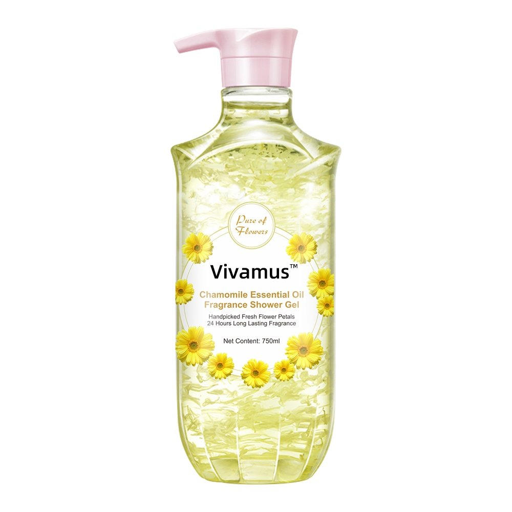 Organic Private Label Shower gel 750mL ChamomileWhitening Bath Gel Nourishing Skin Hydrating Body Wash