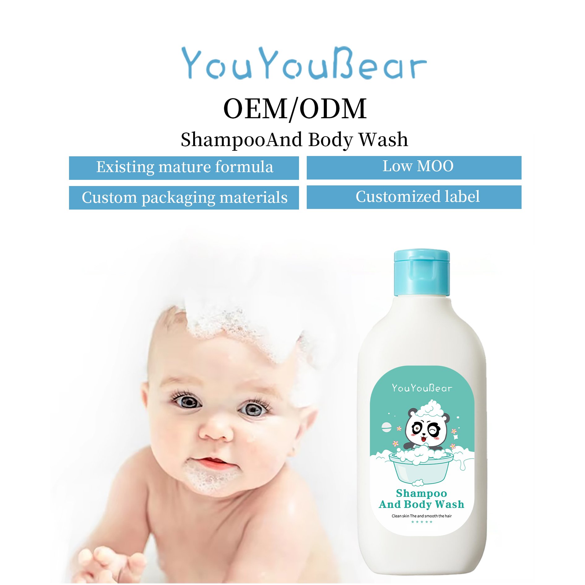 Chinese manufacturer 2 in 1 baby Shampoo shower gel body wash Mild without irritation Deep cleaning Nourish baby's skin
