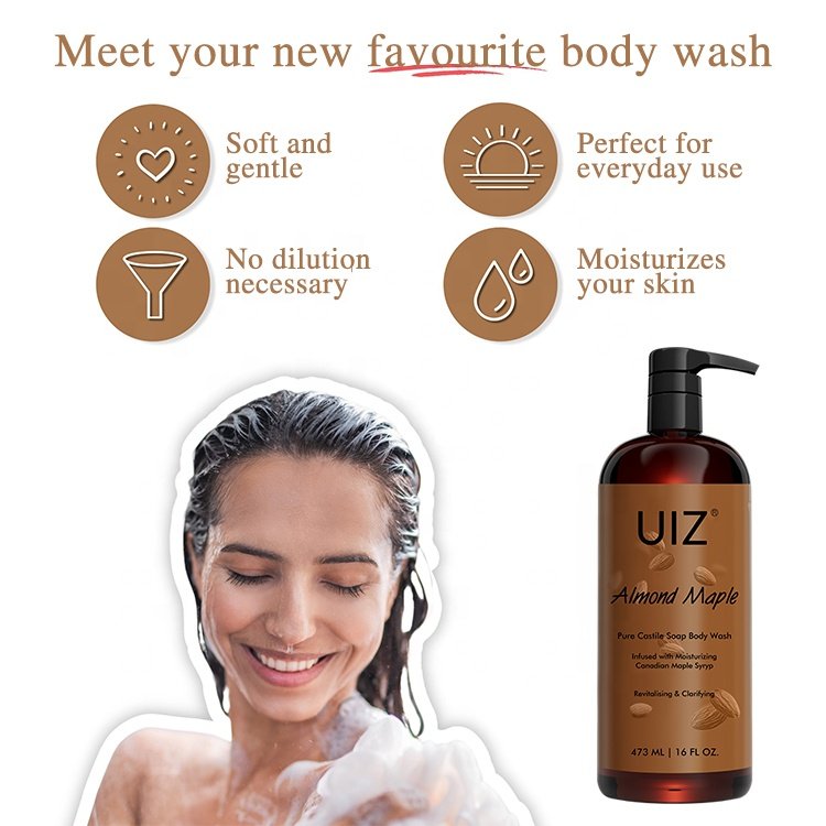 Almond Maple Body Wash Moisturizing Skin Fresh Fragrance Brightening Peeling Original Pure Castile Soap Shower Gel
