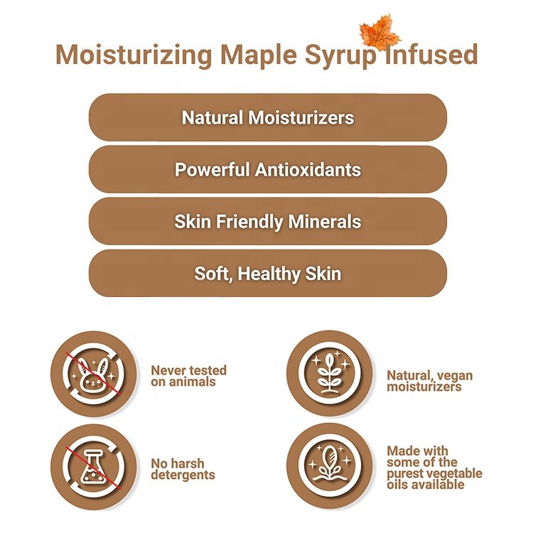Almond Maple Body Wash Moisturizing Skin Fresh Fragrance Brightening Peeling Original Pure Castile Soap Shower Gel