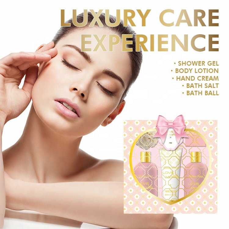 OEM Wholesale Shower Gel Body Lotion Hand Cream Bath Salt Cleansing Moisturizing Nourishing Body Care Gift Set