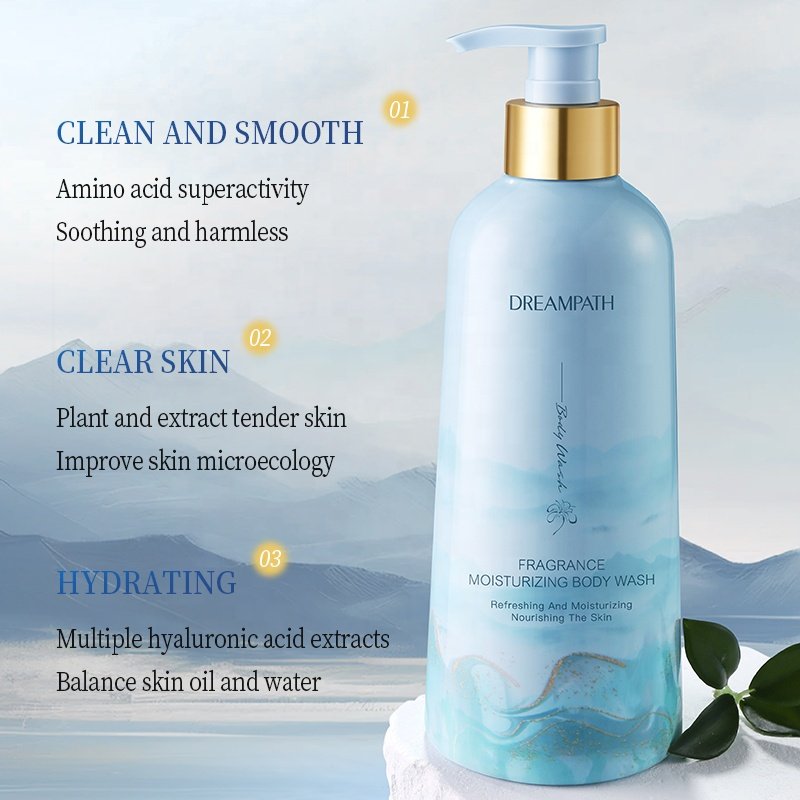 OEM Customize Moisturizing Hydrating Body Wash 500ml / 16.9 fl oz Niacinamide Hyaluronic Acid Softening Smoothing Body Cleanser