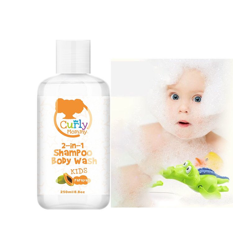CURLYMOMMY Gentle and non irritating formula kids and baby 2 in 1 shower gel and shampoo with private label
