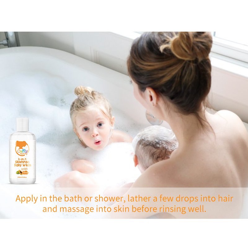 CURLYMOMMY Gentle and non irritating formula kids and baby 2 in 1 shower gel and shampoo with private label