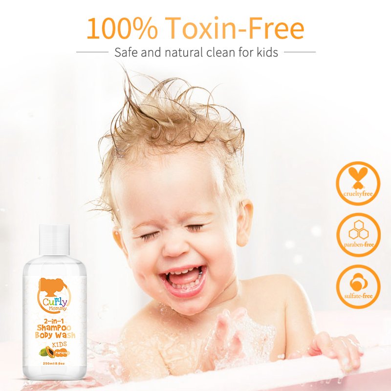 CURLYMOMMY Gentle and non irritating formula kids and baby 2 in 1 shower gel and shampoo with private label