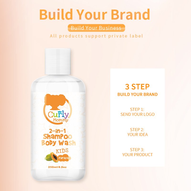 CURLYMOMMY Gentle and non irritating formula kids and baby 2 in 1 shower gel and shampoo with private label
