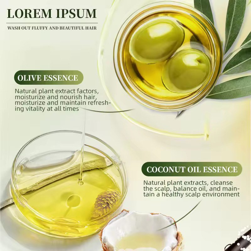 Olive oil shampoo and shower gel set, long-lasting fragrance, anti-dandruff, anti-itch, oil-control, fluffy shampoo