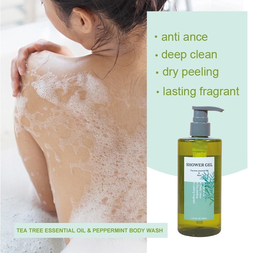 OEM Factory Private Label Tea Tree oil Men Body Wash Set Liquid Soap Moisturizing Bath Shower Gel