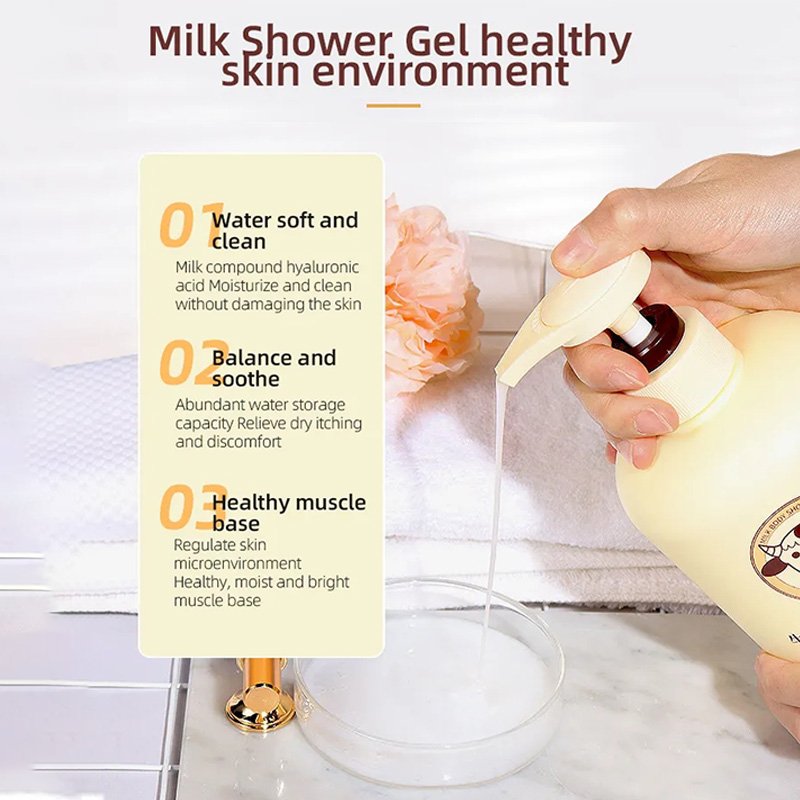 Wholesale Customized 800mL Milk Nourishing Whitening Skin Care shower gel