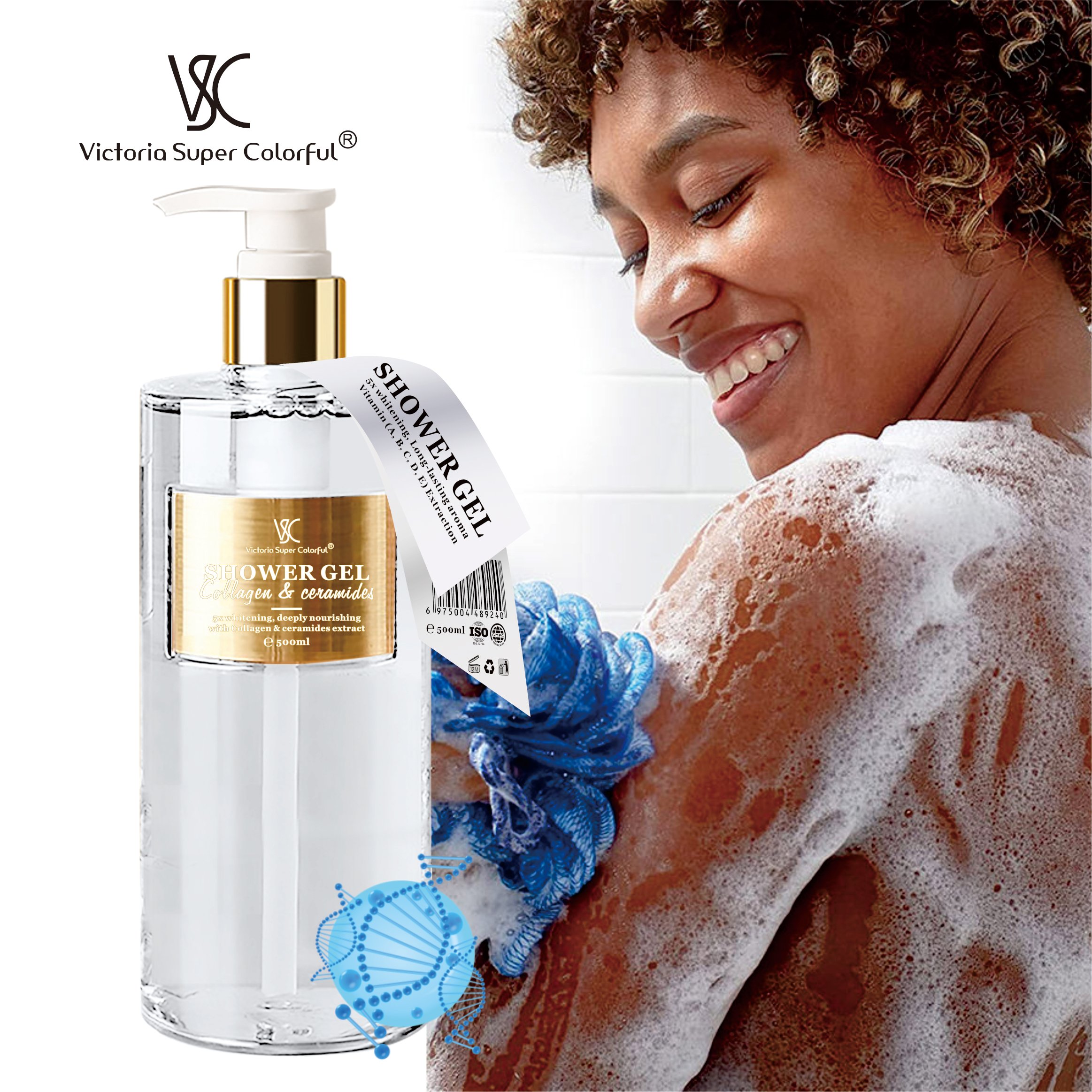 Hot sale Private Label Whitening Natural Organic Liquid Amino Acid Body Bath Shower Gel Exfoliating Perfumed SPA Body Wash