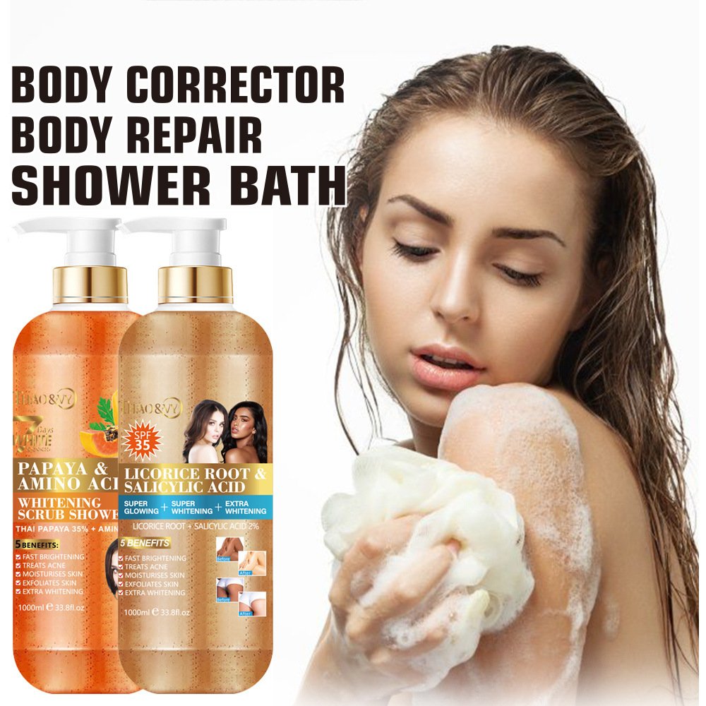 Turmeric Kojic Acid Exfoliating Fragrant Moisturizing Body Repair Shower Bath Lightening And Whitening Scrub Shower Gel 1000ml