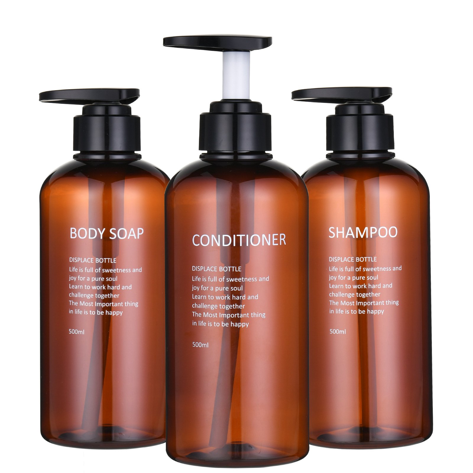 Hotel Shampoo Bottle 300ml 500ml Plastic Lotion Sub Bottle PET Wash and Care Press Shower Gel Bottle Cosmetic Screen Printing