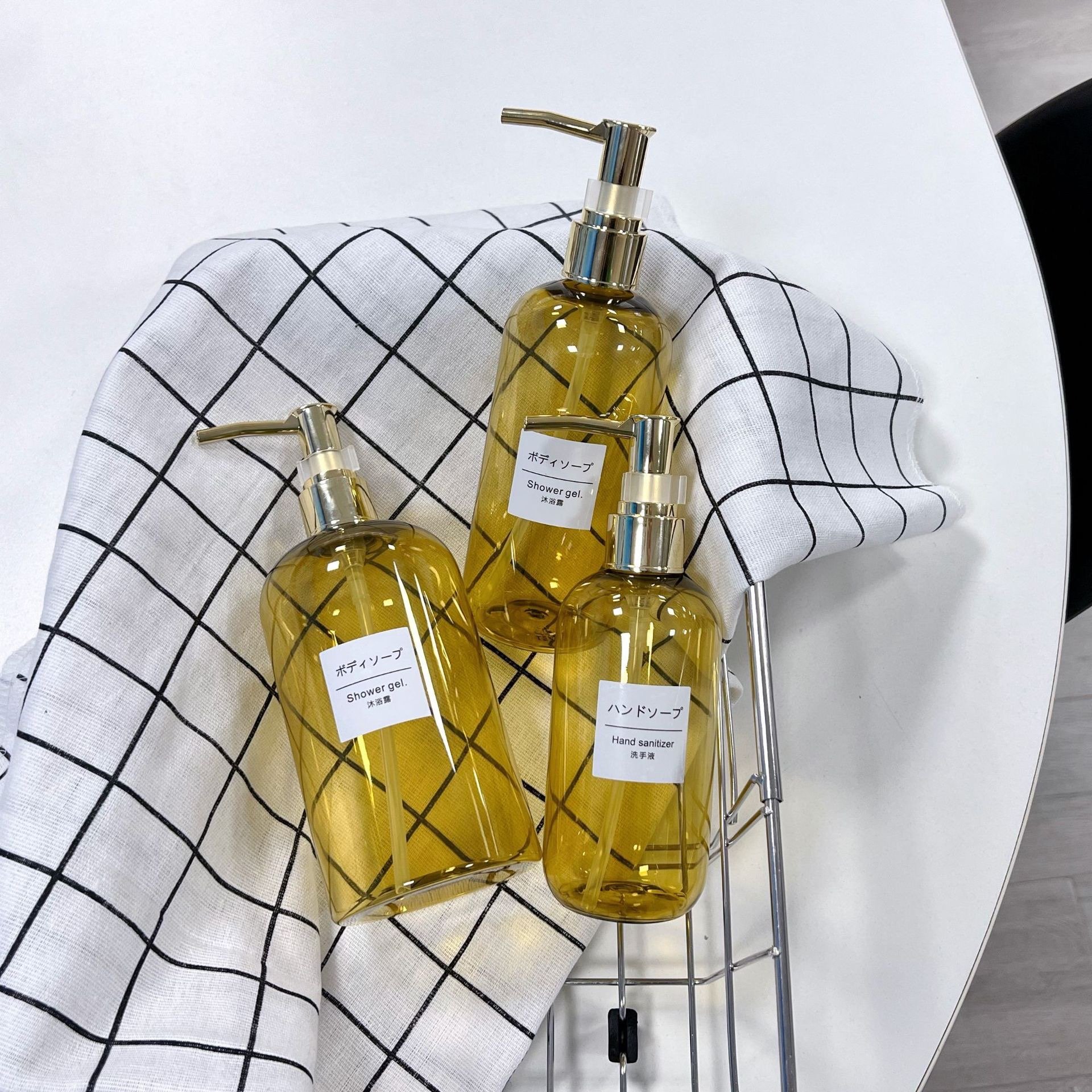 500ml PET Shampoo Shower Gel Packaging Hand Washing Liquid Soap Bottles with gold cap
