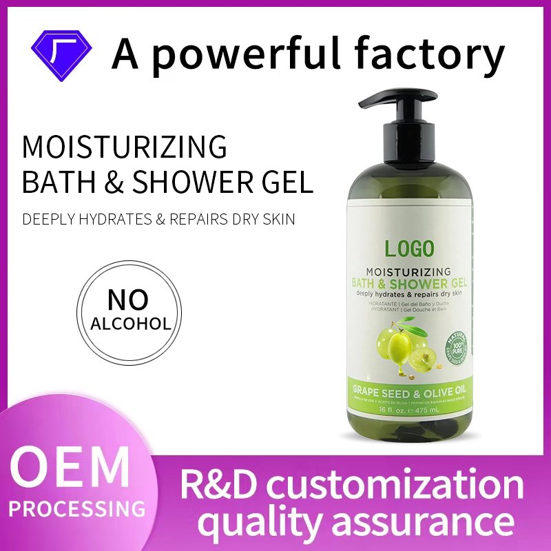 OEM 475ml customized grape seed oil olive shower gel Moisturizing Body Wash Cleansing Smooth Skin