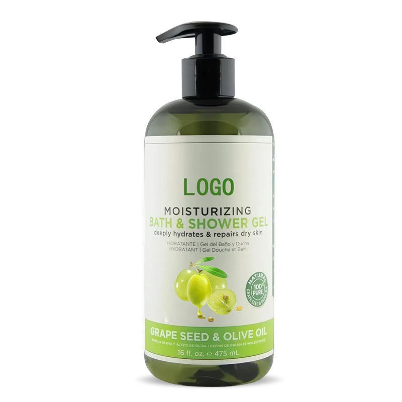 OEM 475ml customized grape seed oil olive shower gel Moisturizing Body Wash Cleansing Smooth Skin