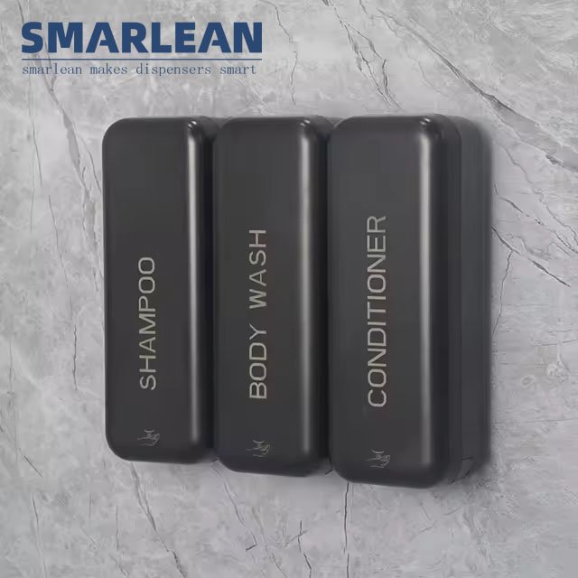 Smarlean HF1 Automatic bathroom soap dispenser abs black Wall Mount 3 in 1 Hotel Liquid Foam Soap Shampoo Shower Dispenser