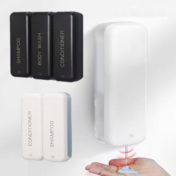 Smarlean HF1 Automatic bathroom soap dispenser abs black Wall Mount 3 in 1 Hotel Liquid Foam Soap Shampoo Shower Dispenser