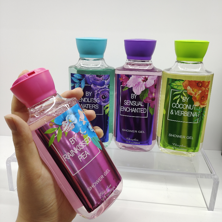 Wholesale portable travel shower gel 295ml good fragrance body care bathing shower gel for men and women