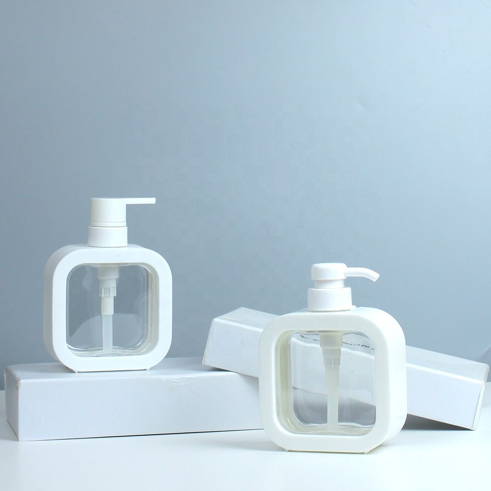 Good Selling 300ml Plastic Square Empty Shower Gel Body Hand Lotion Facial Cleanser Package With Pump Lotion Cap